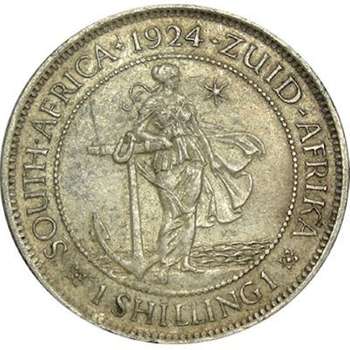 1924 South Africa King George V Shilling Silver Coin