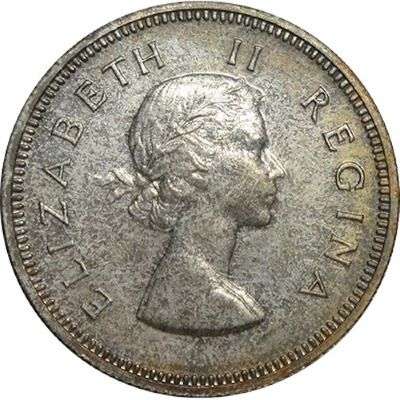 1954 South Africa Queen Elizabeth II Proof Two Shillings Silver Coin