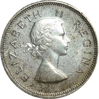 1954 South Africa Queen Elizabeth II Proof Sixpence Silver Coin