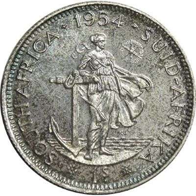 1954 South Africa Queen Elizabeth II Proof Shilling Silver Coin