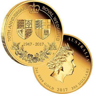 2 oz 2017 70th Anniversary of the Royal Wedding Gold Proof Coin