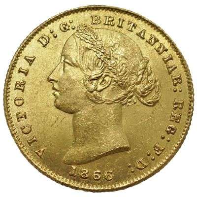 1866 Australia Sydney Mint Type II Queen Victoria Sovereign Gold Coin