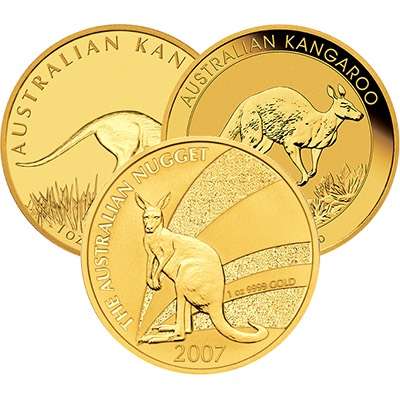 1 oz Australian Kangaroo and Nugget Gold Bullion Coin - QEII - Mixed Dates