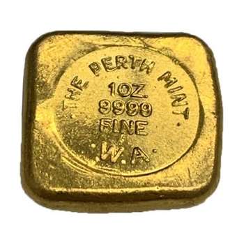 1 oz Perth Mint Cast Gold Bullion Bar- Old logo type