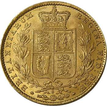 1880 S Australia Queen Victoria Young Head Shield Sovereign Gold Coin