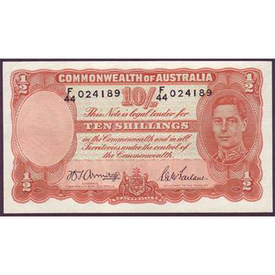 1942 Australia R. 13 Ten Shillings King George VI Armitage/McFarlane Australian Predecimal Banknote