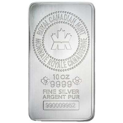 10 oz Royal Canadian Mint Silver Bullion Minted Bar