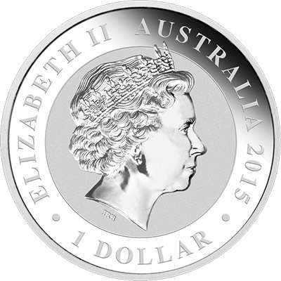 1 oz 2015 Australian Kookaburra Silver Bullion Coin - QEII - 25th Anniversary