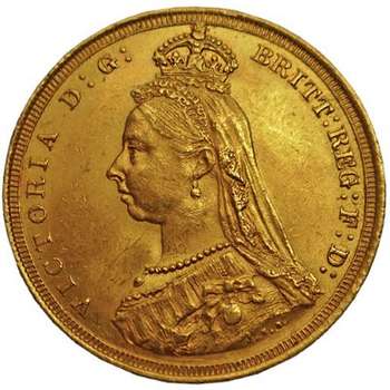 1887 S Australia Queen Victoria Jubilee Head St George Sovereign Gold Coin