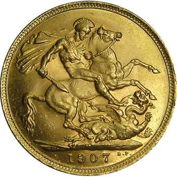 1907 M Australia King Edward VII St George Sovereign Gold Coin