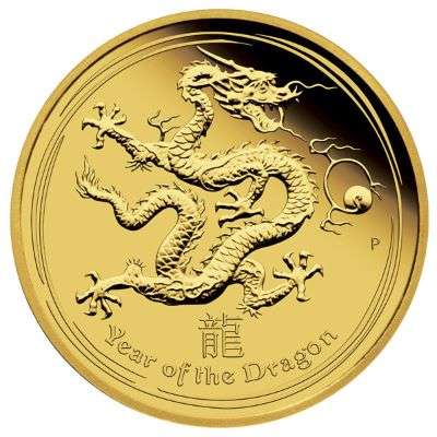 1 oz 2012 Australian Year of the Dragon Gold Bullion Coin - QEII - Proof Strike - Series II