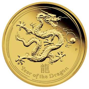 1/10 oz 2012 Australian Lunar Year of the Dragon Gold Bullion Coin (Proof strike)