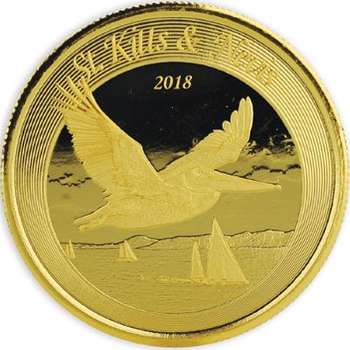 1 oz 2018 St. Kitts & Nevis Brown Pelican Gold Bullion Coin