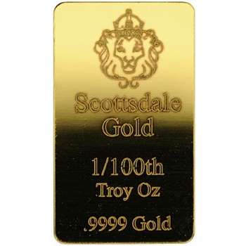 1/100 oz Scottsdale Gold Bullion Minted Bar