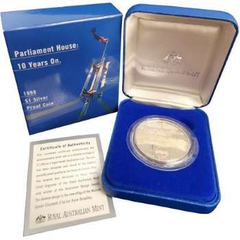 1 oz 1998 Parliament House 10 Years On $1 Silver Proof Coin