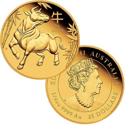 1/4 oz 2021 Australian Lunar Year Of The Ox Gold Proof Coin