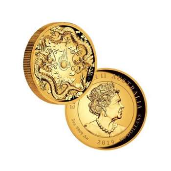 2 oz 2019 Double Dragon Gold Proof High Relief Coin