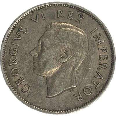 1937 South Africa George VI 2 Shillings Silver Coin