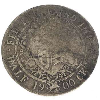 1900 Great Britain Queen Victoria Veil Head Half Crown Silver Coin