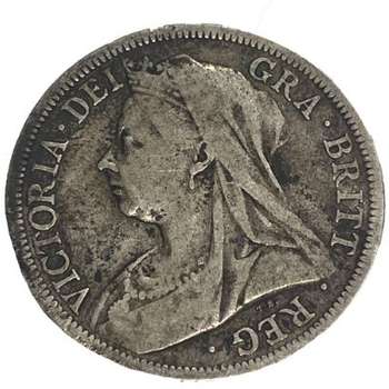 1900 Great Britain Queen Victoria Veil Head Half Crown Silver Coin