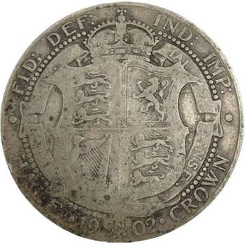 1902 Great Britain King Edward VII Half Crown Silver Coin