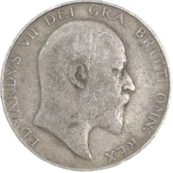 1906 Great Britain King Edward VII Half Crown Silver Coin