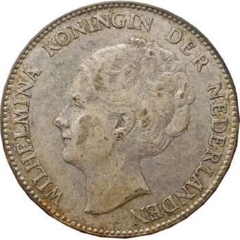 1928 Netherlands Queen Wilhelmina One Gulden Silver Coin