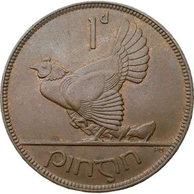 1928 Ireland 1 Penny Bronze Coin