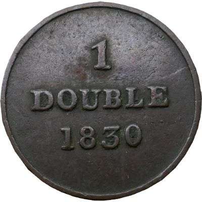1830 Guernesey 1 Double Copper Coin