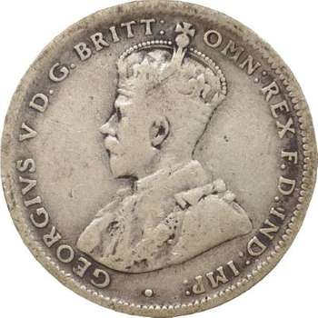 1921 Australia King George V One Shilling Silver Coin