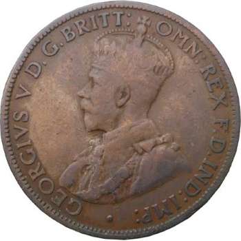 1918 I Australia King George V Half Penny Copper Coin