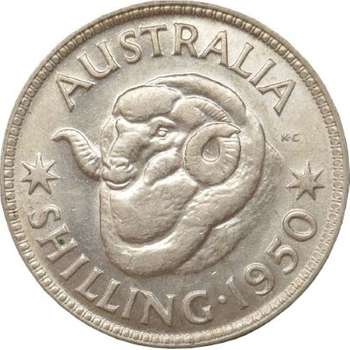 1950 Australia King George VI Shilling Silver Coin