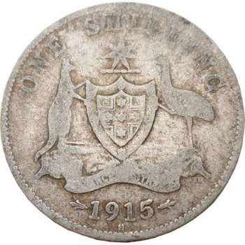 1915 H Australia King George V One Shilling Silver Coin