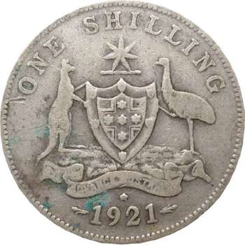 1921 Australia King George V Shilling Silver Coin