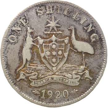 1920 M Australia King George V One Shilling Silver Coin