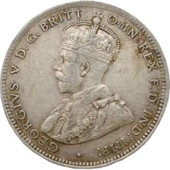1925 Australia King George V One Shilling Silver Coin
