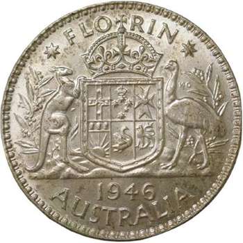 1946 Australian King George VI Florin Silver Coin