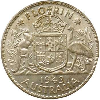1943 S Australia King George VI Florin Silver Coin