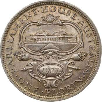 1927 Australia Canberra King George V Florin Silver Coin