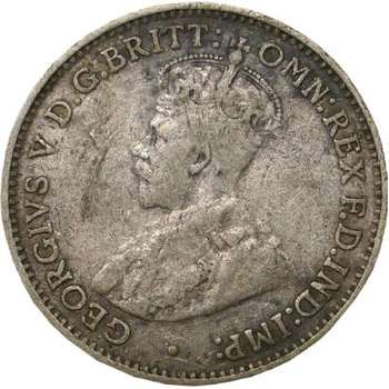 1916 Australia King George V Threepence Silver Coin