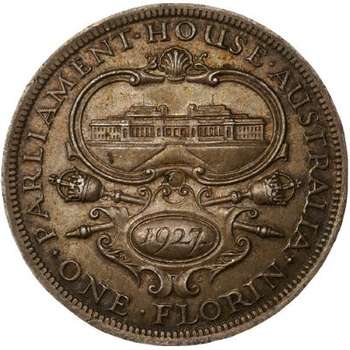1927 Australia Canberra King George V Florin Silver Coin