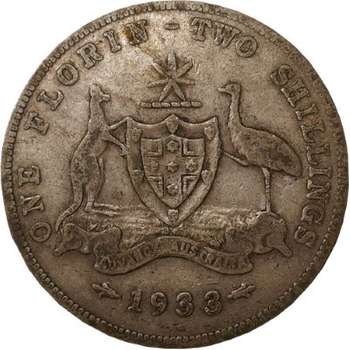 1933 Australia King George V Florin Silver Coin