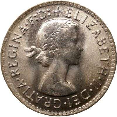 1963 Australia Queen Elizabeth II Threepence Silver Coin
