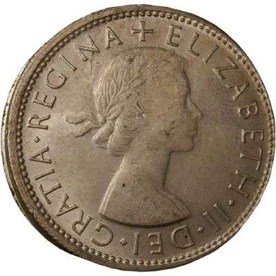 1953 Australia Queen Elizabeth II Florin Silver Error Coin