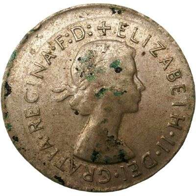 1964 Australia Queen Elizabeth II Threepence Silver Error Coin