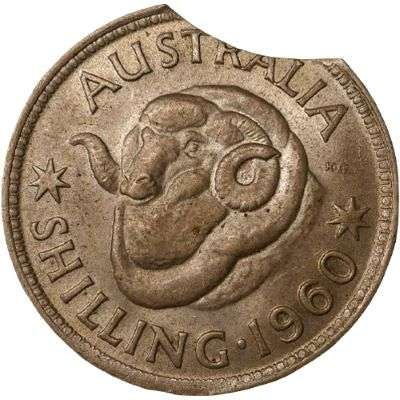 1960 Australia Queen Elizabeth II Shilling Silver Error Coin
