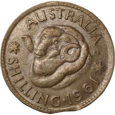 1961 Australia Queen Elizabeth II Shilling Silver Error Coin