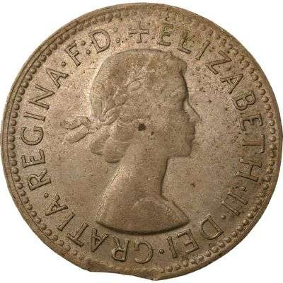1957 Australia Queen Elizabeth II Shilling Silver Error Coin