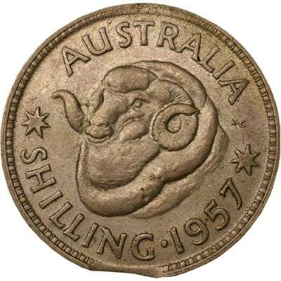 1957 Australia Queen Elizabeth II Shilling Silver Error Coin
