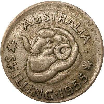 1955 Australia Queen Elizabeth II Shilling Silver Error Coin